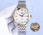 Replica Longines White Dial Two Tone Rose Gold Strap Watch 42mm